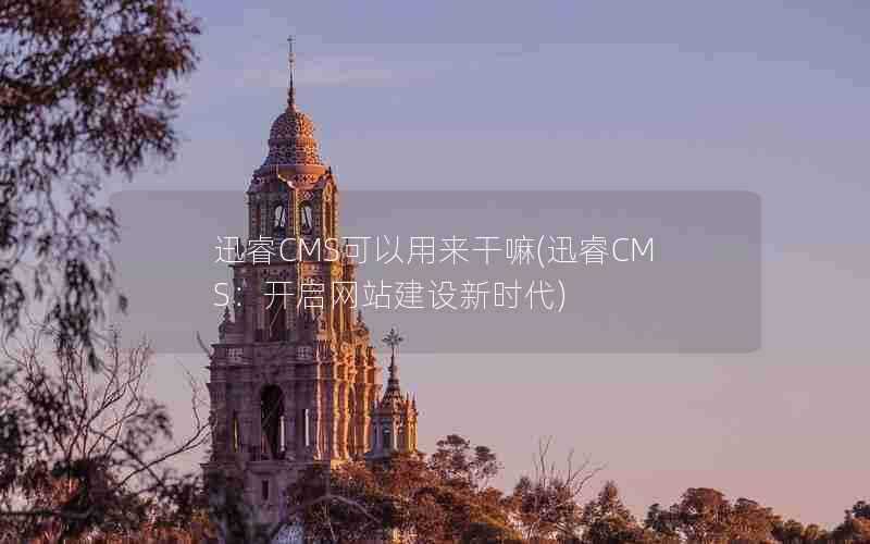 迅睿CMS可以用来干嘛(迅睿CMS：开启网站建设新时代)