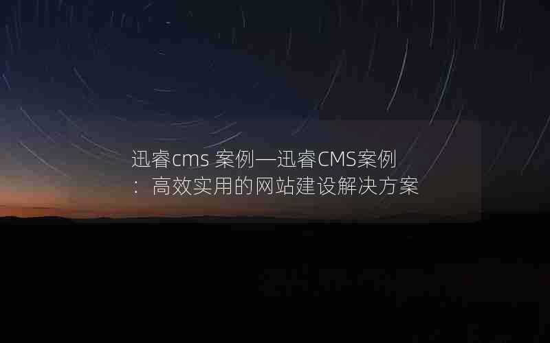 迅睿cms案例—迅睿CMS案例：高效实用的网站建设解决方案