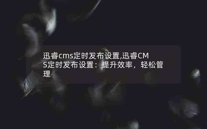 迅睿cms定时发布设置,迅睿CMS定时发布设置：提升效率，轻松管理