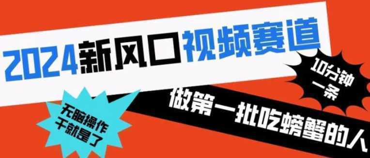 2024新风口视频赛道 做第一批吃螃蟹的人 10分钟一条原创视频 小白无脑操作1