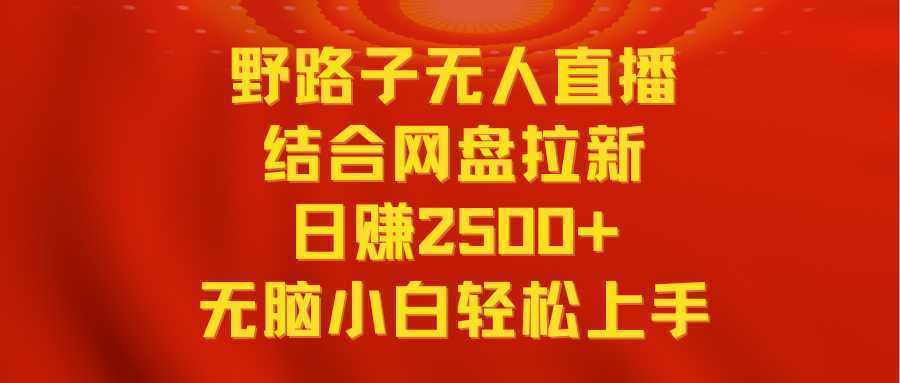 无人直播野路子结合网盘拉新，日赚2500+多平台变现，小白无脑轻松上手操作