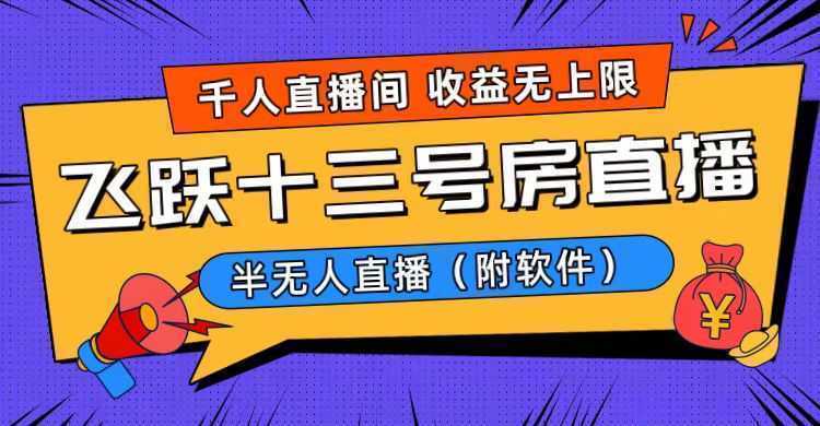 爆火飞跃十三号房半无人直播，一场直播上千人，日入过万！