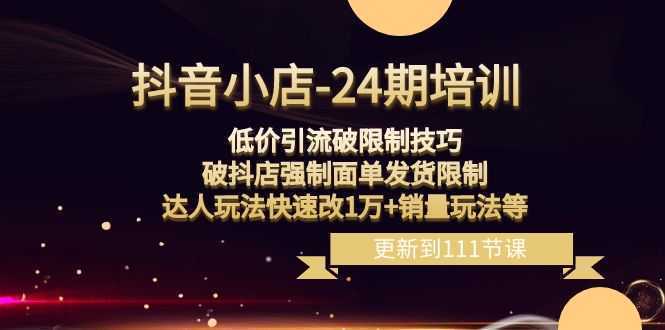 抖音小店-24期：低价引流破限制技巧，破抖店强制面单发货限制，达人玩法…