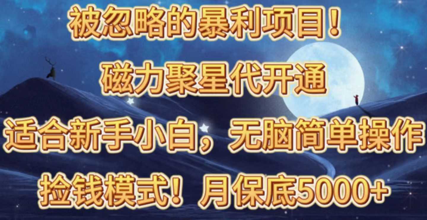 被忽略的暴利项目！磁力聚星代开通捡钱模式，轻松月入五六千