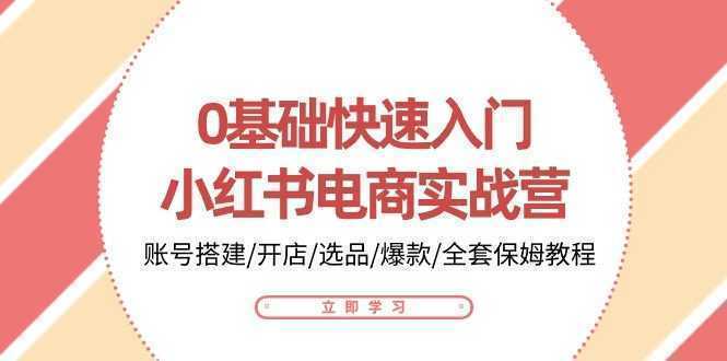 0基础快速入门-小红书电商实战营：账号搭建/开店/选品/爆款/全套保姆教程