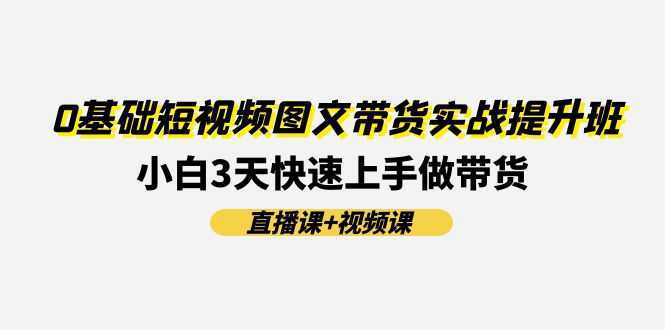 0基础短视频图文带货实战提升班(直播课+视频课)：小白3天快速上手做带货