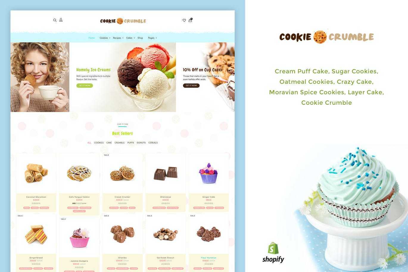 Cookie Food | 面包店，饼干，食品Shopify主题