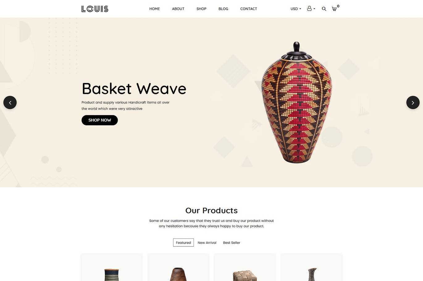 Louis – 手工与手工艺品Shopify主题