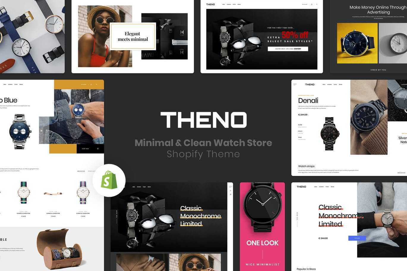 THENO | 最小和干净的手表商店Shopify主题