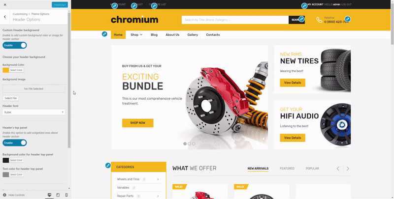 Chromium v1.3.28 – 汽车配件外贸在线商城 WordPress Elementor 可拖拽编辑主题模板