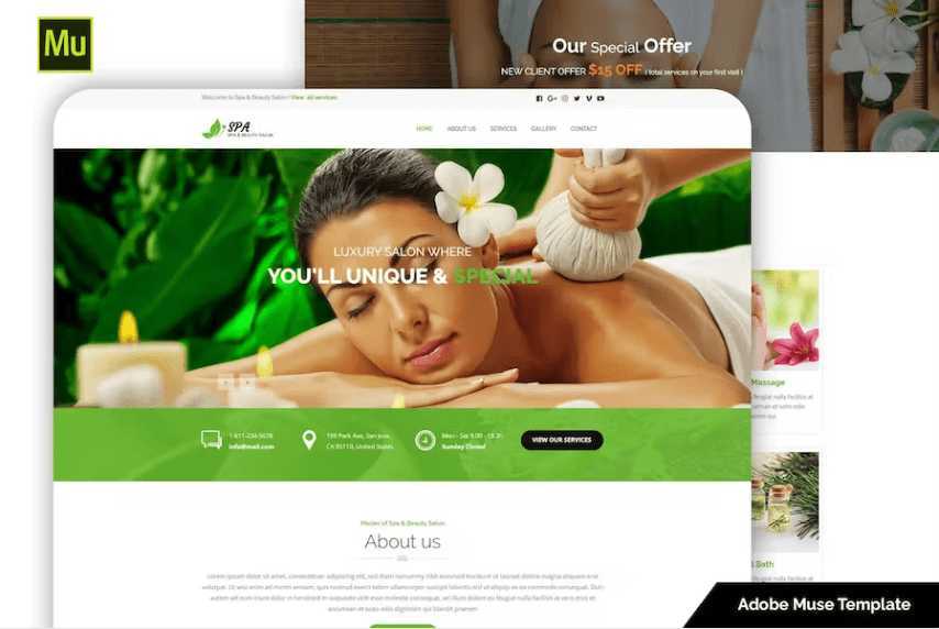 Spa and Beauty Adobe Muse Template