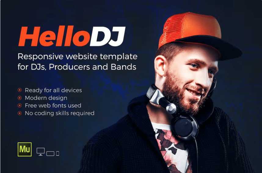 HelloDJ – DJ 和制作人的一页网站模板