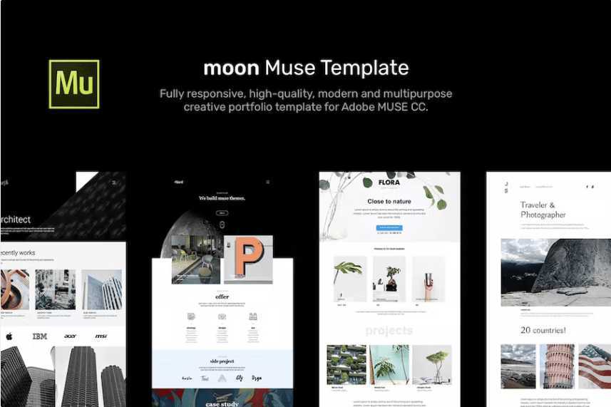月亮 – 响应式作品集 Adob​​e Muse 模板