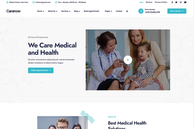 Carenow – 医疗和牙医 WordPress 主题