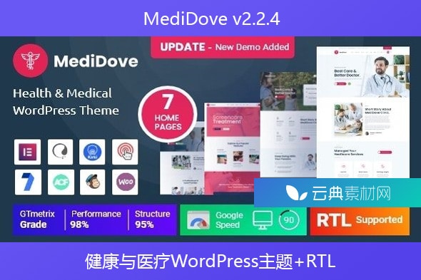 MediDove v2.2.4 – 健康与医疗WordPress主题+RTL