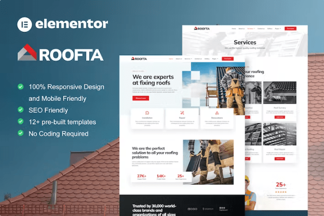 Roofta – 屋顶服务 Elementor 模板套件