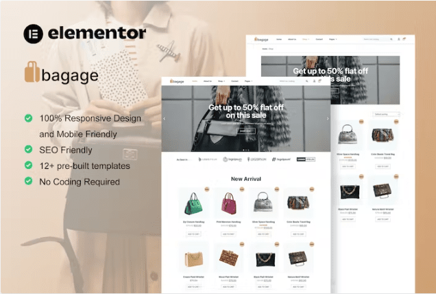 Bagage – Woocommerce Bag Store Elementor Pro 模板套件