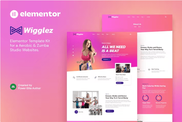 Wigglez – 有氧和尊巴舞工作室 Elementor 模板套件