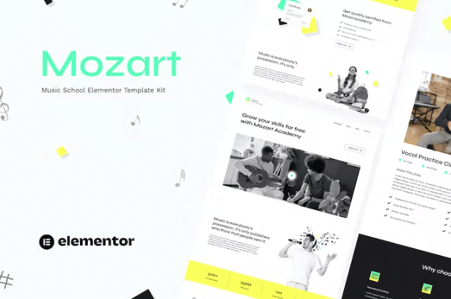 Mozart – 音乐学校 Elementor 模板套件