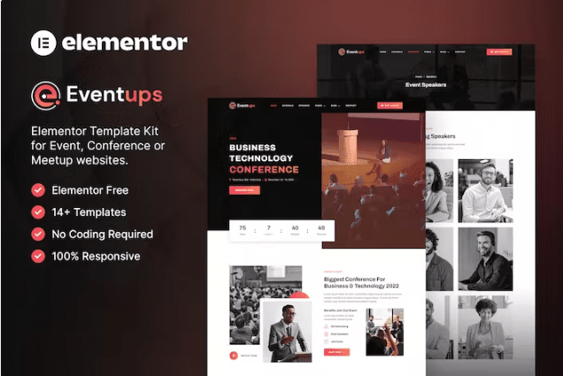 Eventups – 活动和会议 Elementor 模板套件