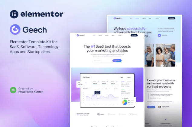 Geech – SaaS & Tech Startup Company Elementor 模板套件