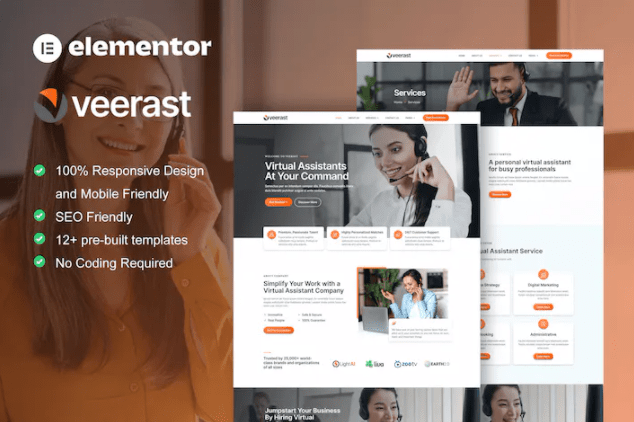 Veerast – 虚拟助理服务 Elementor Pro 模板套件