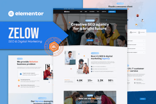 Zelow – SEO 和数字营销机构 Elementor 模板套件