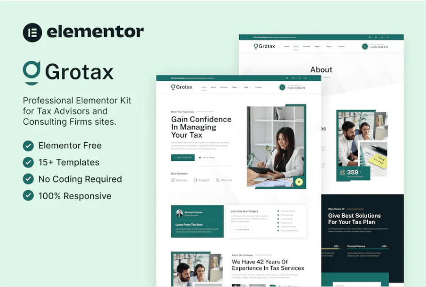 Grotax – 税务顾问和咨询公司 Elementor 模板套件