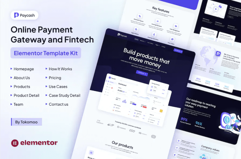 Paycash – 在线支付网关和金融科技 Elementor 模板套件