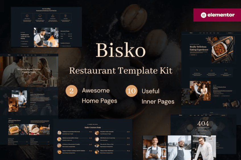 Bisko – 餐厅和咖啡厅 Elementor 模板套件