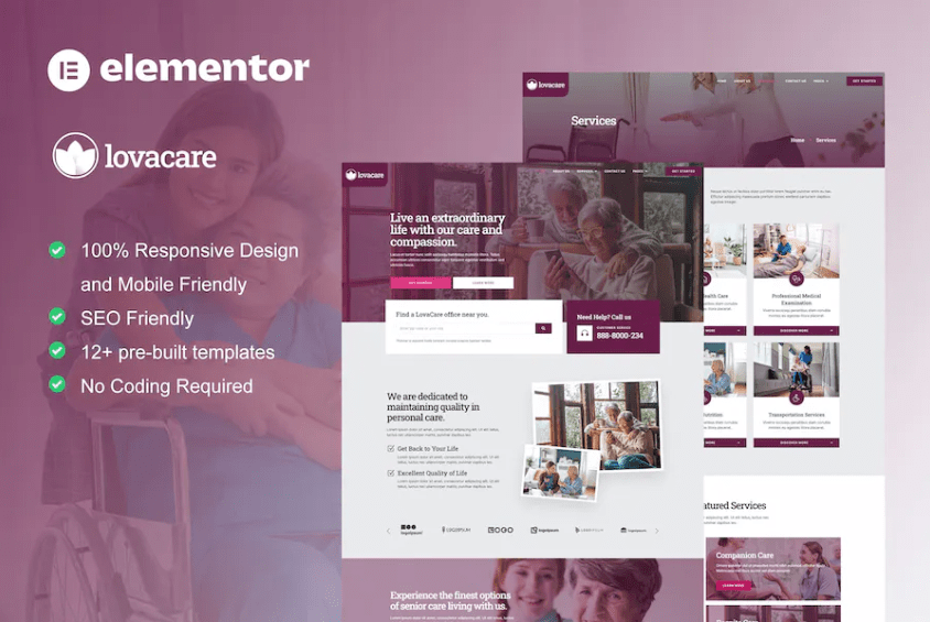 LovaCare – 高级护理服务 Elementor 模板套件