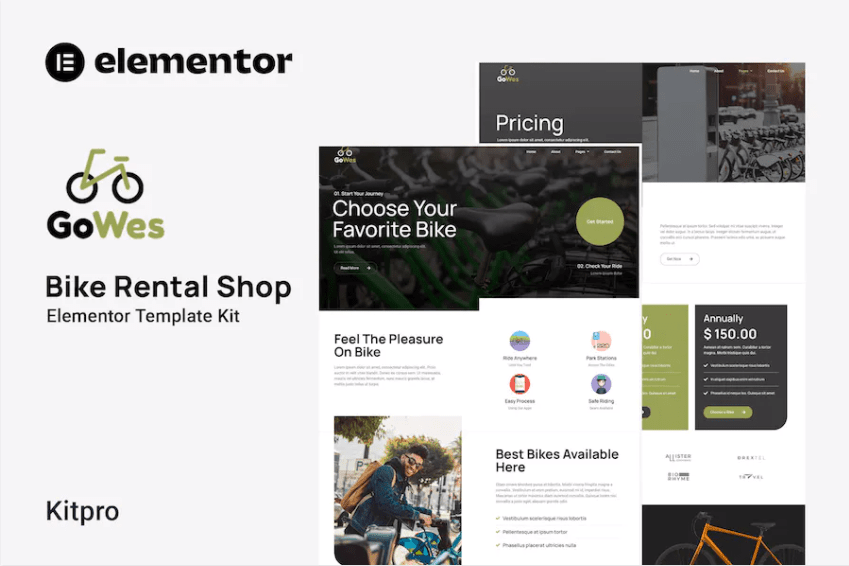 Gowes – 自行车租赁店 Elementor 模板套件