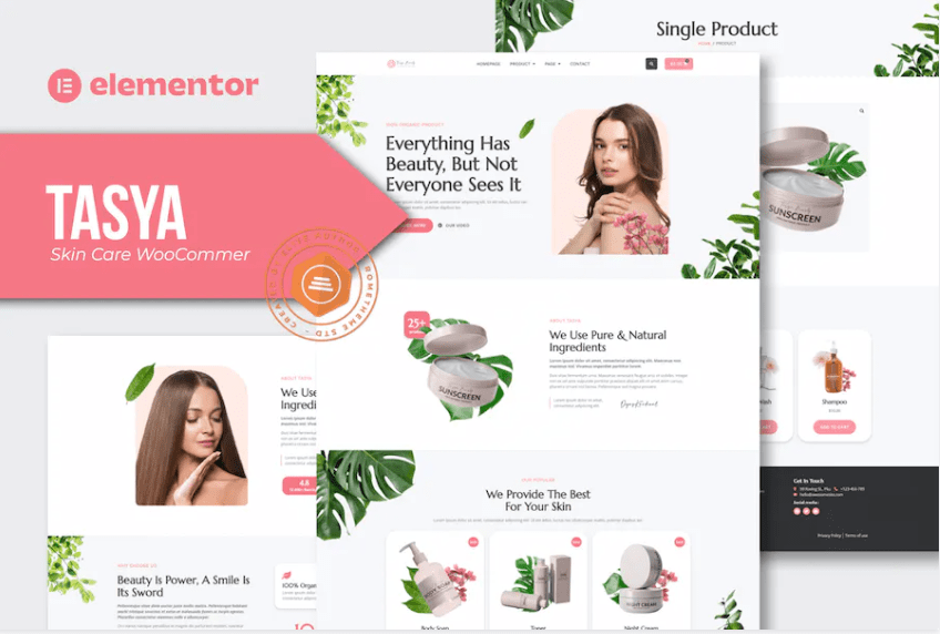 Tasya – 皮肤护理 WooCommerce Elementor 模板套件