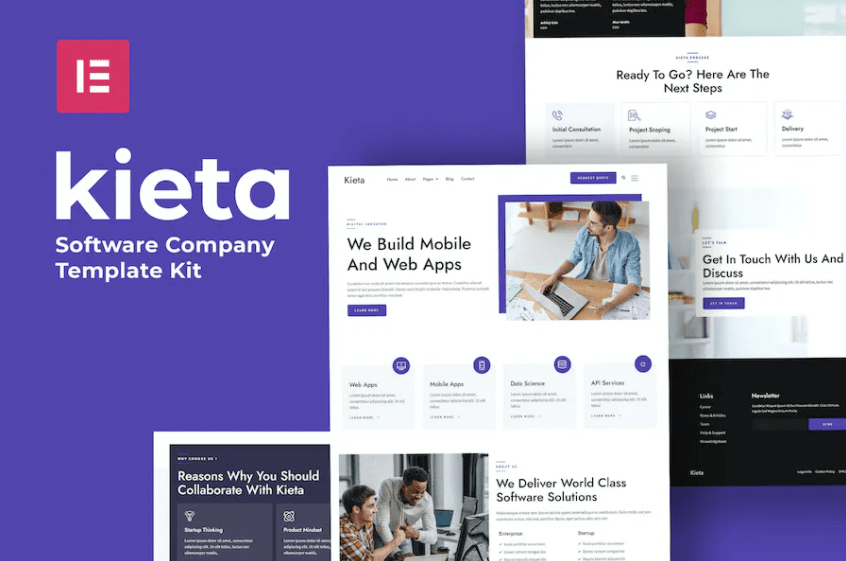 Kieta – 应用程序和软件代理 Elementor 模板套件