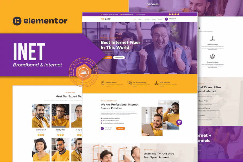 Inet – 宽带和互联网服务提供商 Elementor Pro 模板套件