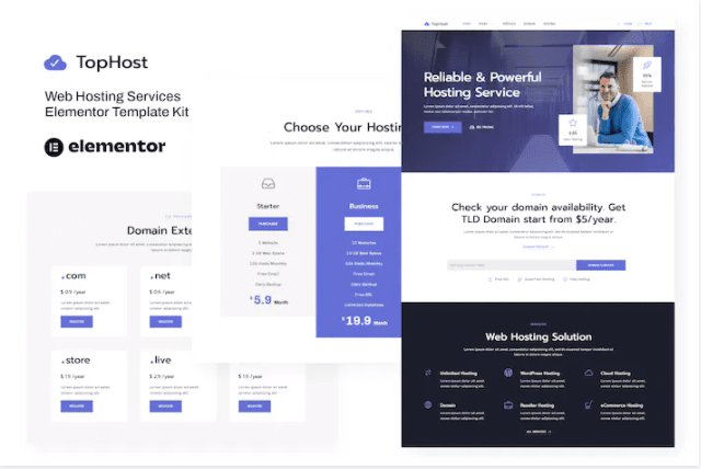 TopHost – 虚拟主机服务 Elementor 模板套件