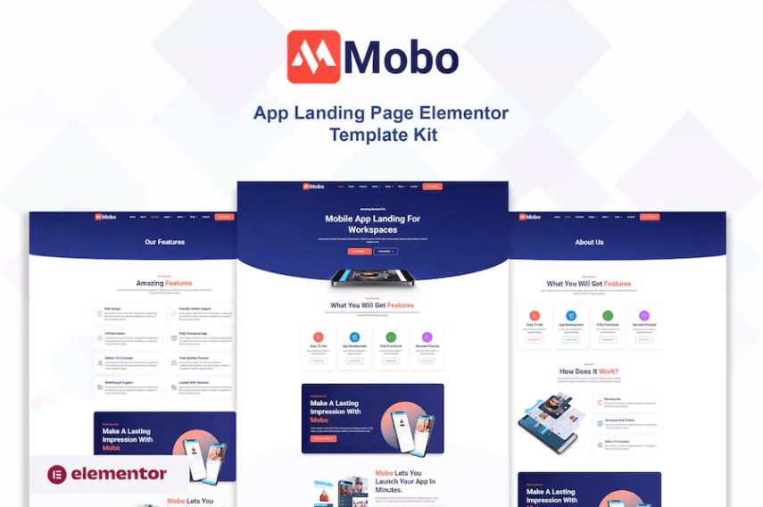 Mobo – App Landing Page Elementor 模板套件