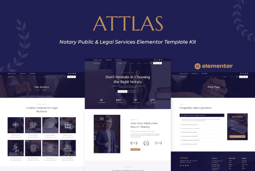 Attlas – 公证人和法律服务 Elementor 模板套件