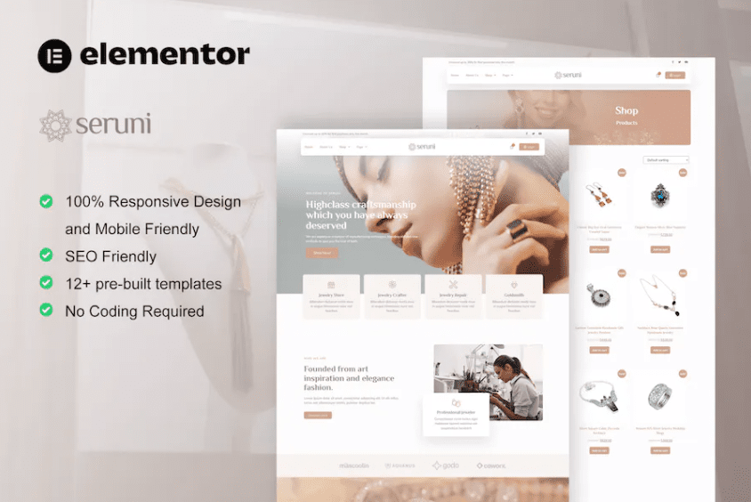 Seruni – 珠宝店 WooCommerce Elementor Pro 模板套件