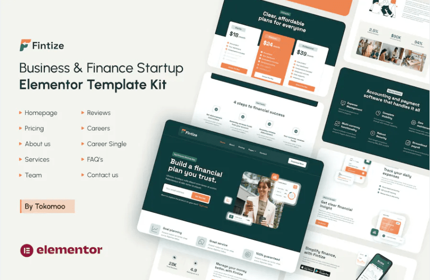 Fintize – 商业与金融初创公司 Elementor 模板套件