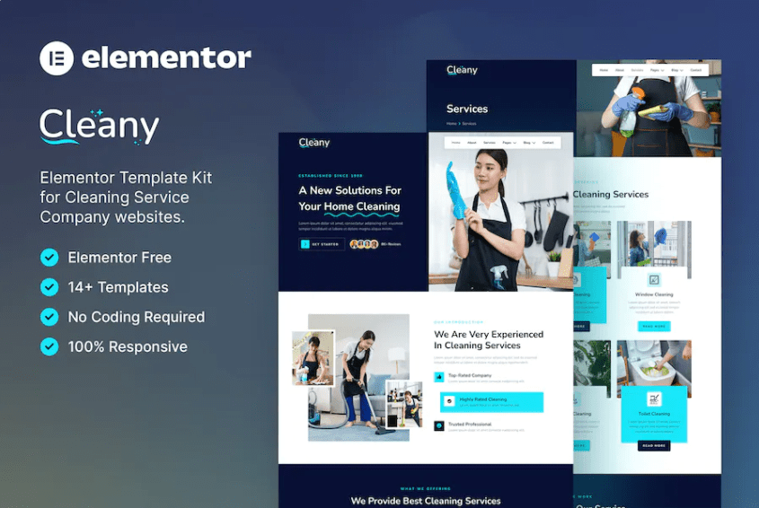 Cleany – 清洁服务公司 Elementor 模板套件