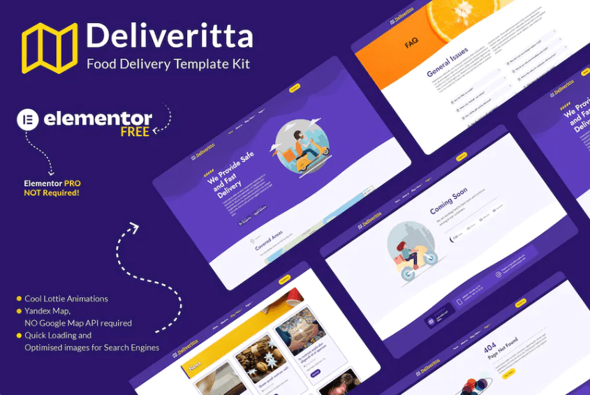 Deliveritta – 食品配送 Elementor 模板套件