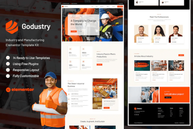 Godustry – 工业与制造 Elementor 模板套件