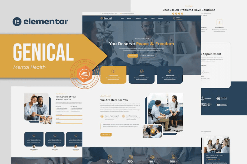 Genical – 心理健康与治疗 Elementor 模板套件