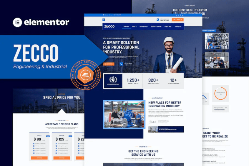 Zecco – 工程与工业公司 Elementor 模板套件