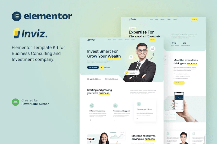 Inviz – 商业咨询和投资 Elementor 模板套件