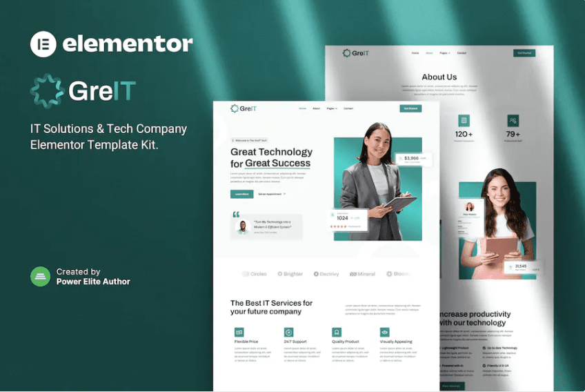 GreIT – IT 解决方案和技术公司 Elementor 模板套件