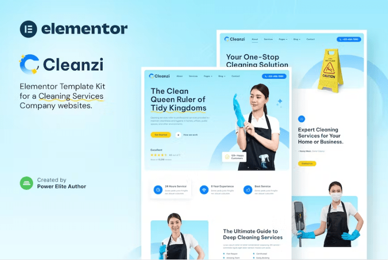 Cleanzi – 清洁服务 Elementor 模板套件