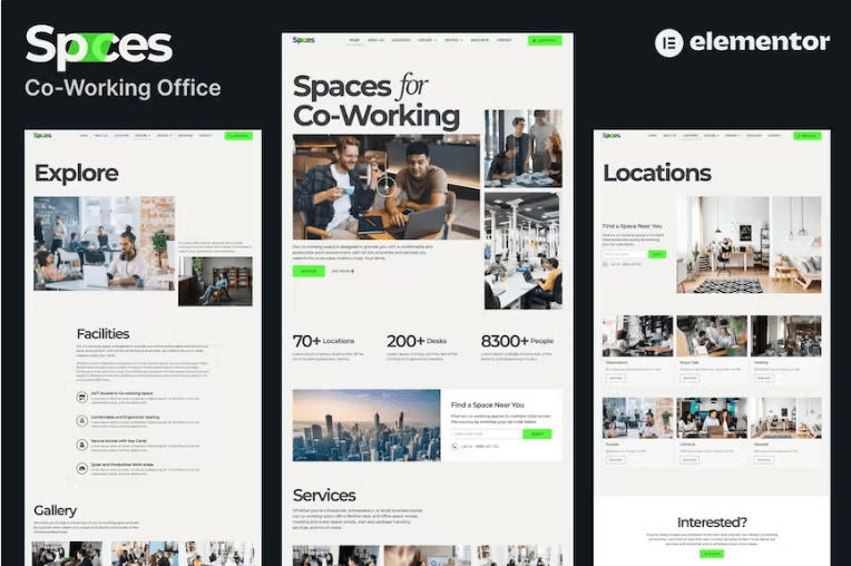 Spaces – Co-Working Elementor Pro 模板套件