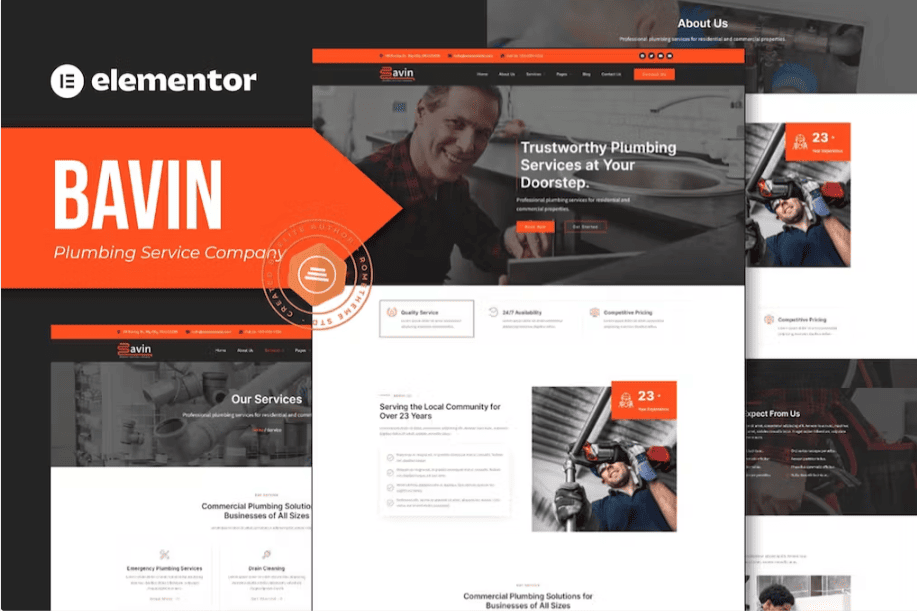 Bavin – 管道服务公司 Elementor 模板套件